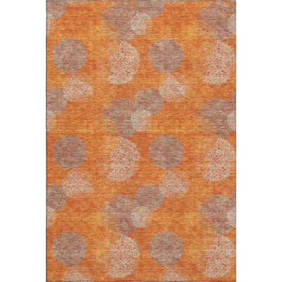 Premium Machine Washable Prisco Orange Rug