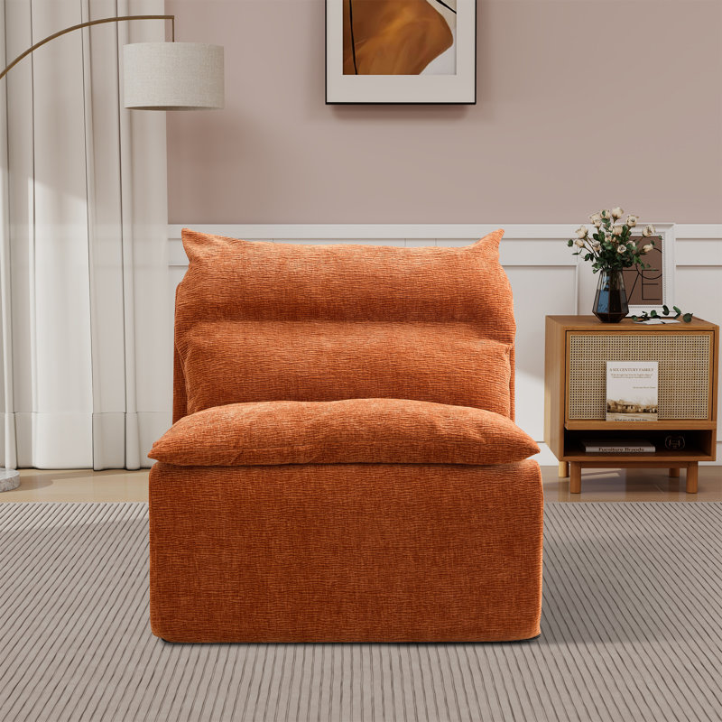 Fauteuil d'appoint sans accoudoirs l 31,47 po, Polyester orange
