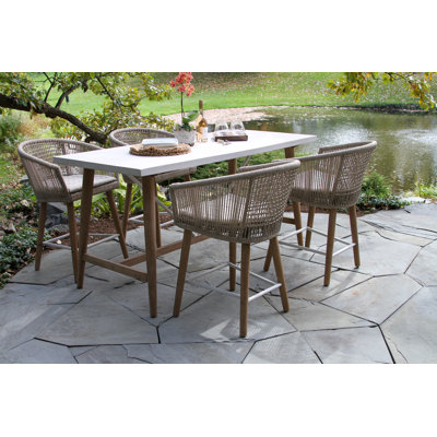 Boyd Rectangular 4 - Person 72" Long Bar Height Dining Set with Cushions