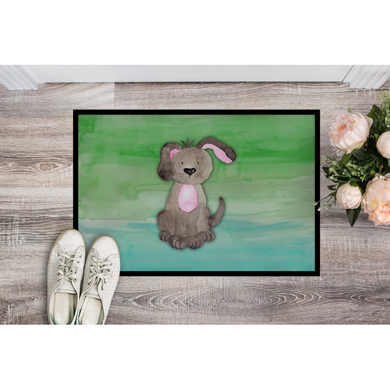 Harriett Non-Slip Outdoor Doormat, 0.25" H x 27" W x 18" D, Green/Blue, Gray Harriett Dog