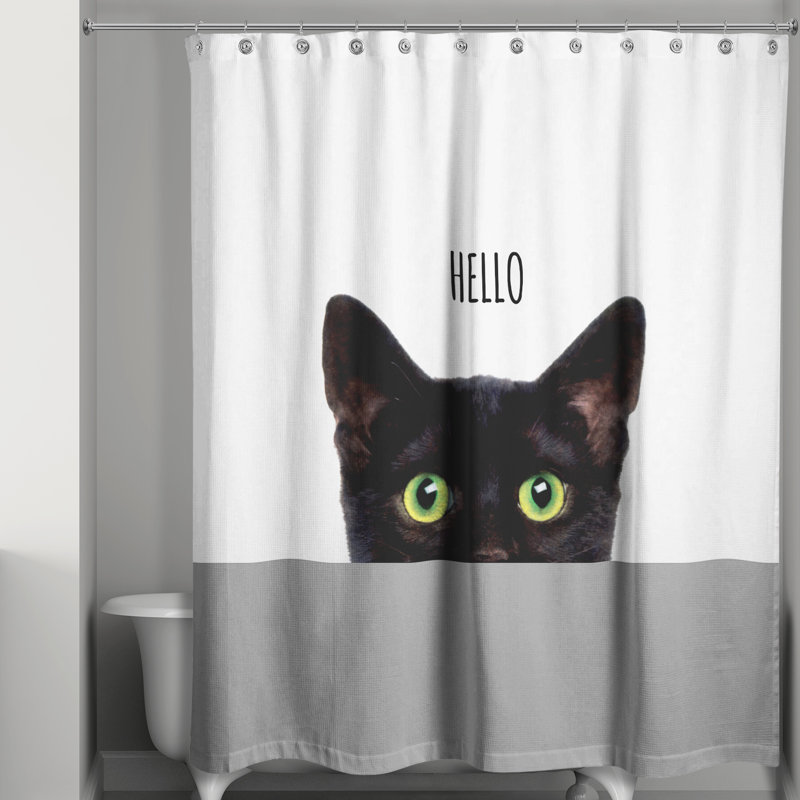 Cats Collection Shower Curtain, White/Gray