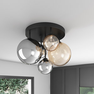 Bertina 5-Light Modern Globe Glass Shade Dimmable Semi Flush Mount Light