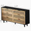 Tiroir 51,18 "à 6 tiroirs avec rangement en rotin, pour chambre à coucher, salon, noir-84638356-90000892