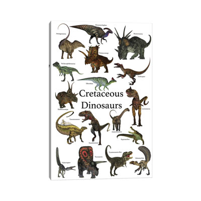 Poster Of Prehistoric Dinosaurs During The Cretaceous Period by Corey Ford - Wrapped Canvas Print