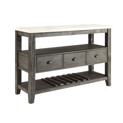 Marble Top & Gray Oak Finish Server
