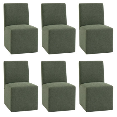 Chaise de salle à manger latérale rembourrée à dossier haut avec roulettes (ensemble de 6)