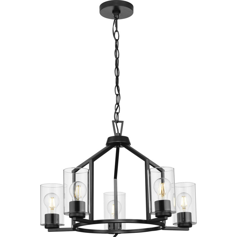 Lustre géométrique à 5 lumières, Noir mat