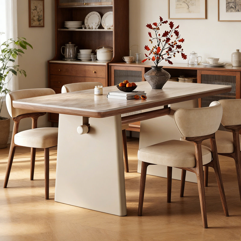 Table de salle à manger moderne française, 29,53 po H x 62,99 po L x 31,5 po D, Ensemble de 5 pièces : table, 4 chaises