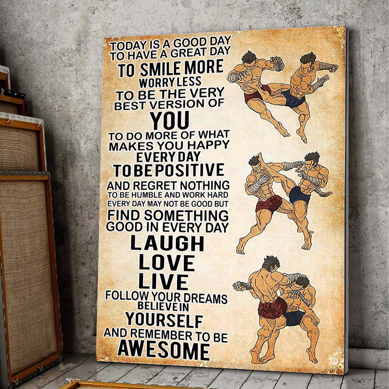 «Wrestling» - Toile tendue Gallery «Keep To Awesome», H 20 po x l 16 po x P 2 po