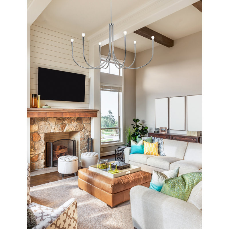 Catalena 6-Light Chandelier, Chrome, 27" H x 50" W x 50" D
