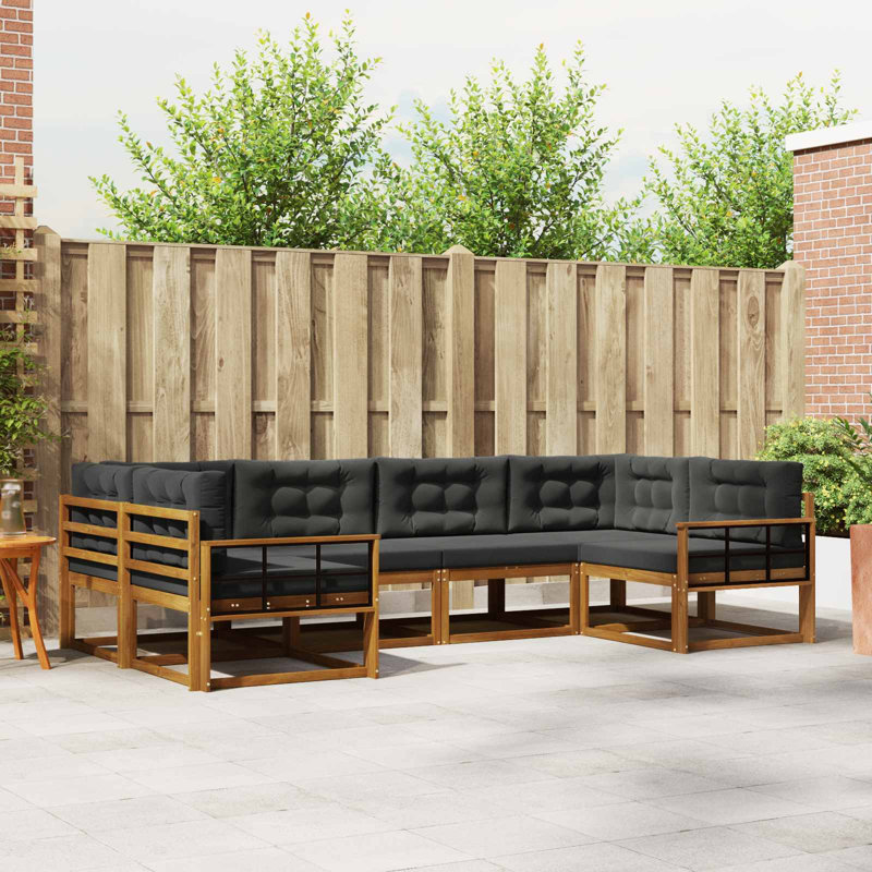Ensemble de canapés d'extérieur avec coussins vidaXL 6 pièces naturel et anthracite