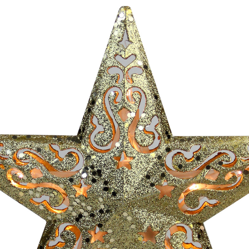 Décoration pour sommet de sapin en forme d'étoile scintillante et lumineuse - lumières claires, H 8,25 po x l 8,5 po x P 2 po