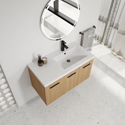 Meuble-lavabo 36 po avec lavabo en résine et armoire modulaire à trois portes (deux portes + une porte)