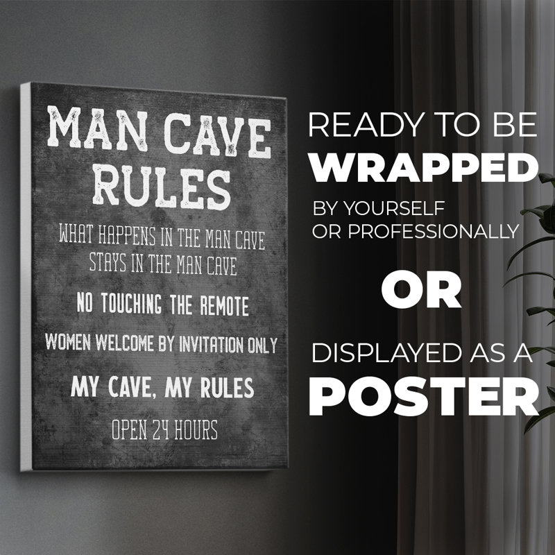 «Man Cave Rules» - impression sur toile seulement - non encadrée