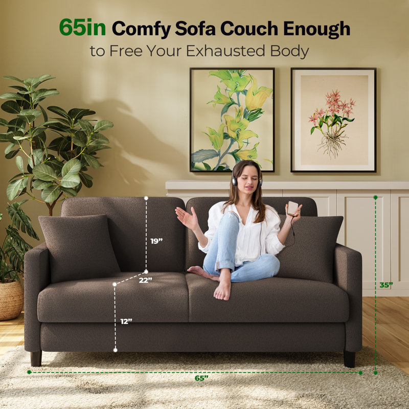 Giavonnie 65'' Velvet Square Arms Loveseat, Brown Teddy