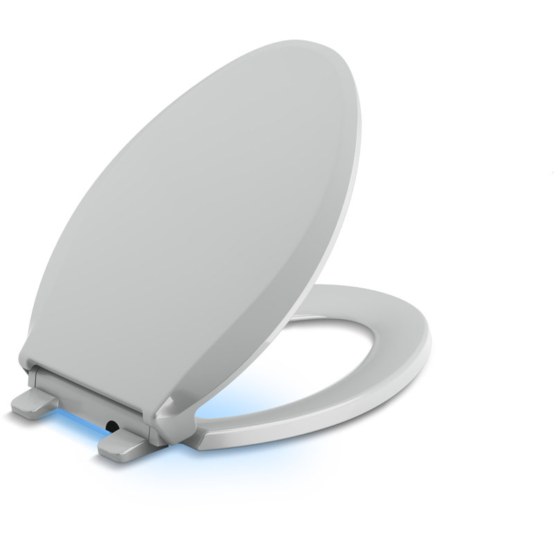 Cachet Nightlight Quiet-Close with Grip-Tight Elongated-Front Toilet Seat, Ice Grey, Ready Latch