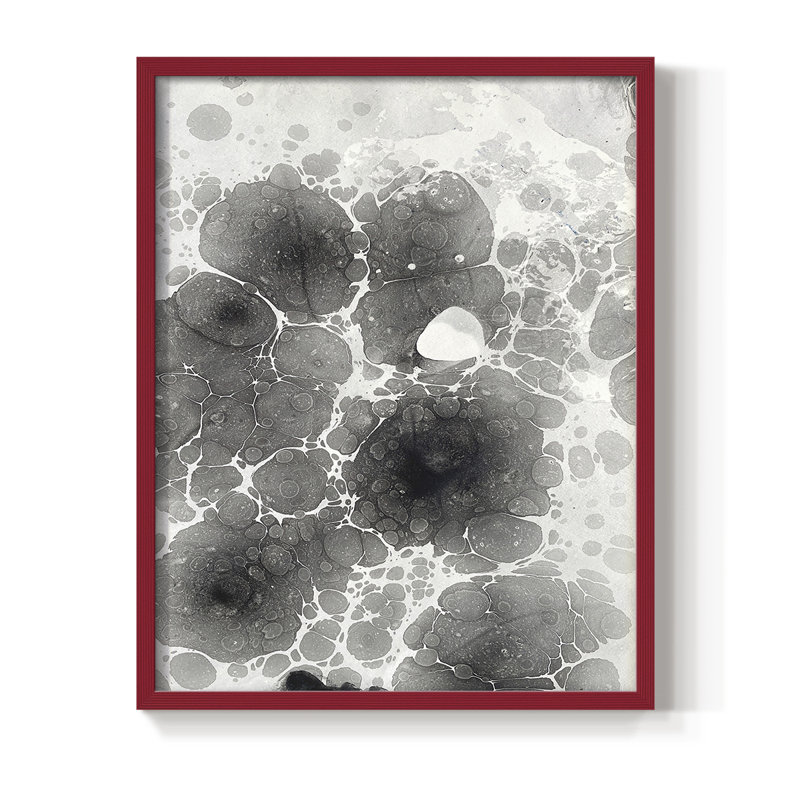 Marbré I, reproduction encadrée - bois massif, H 11 po x l 9 po, Rouge
