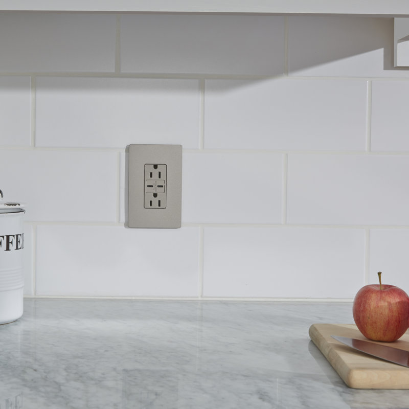 radiant 15A inviolable avec prise USB de type C / C ultra-rapide 6,0A, Nickel