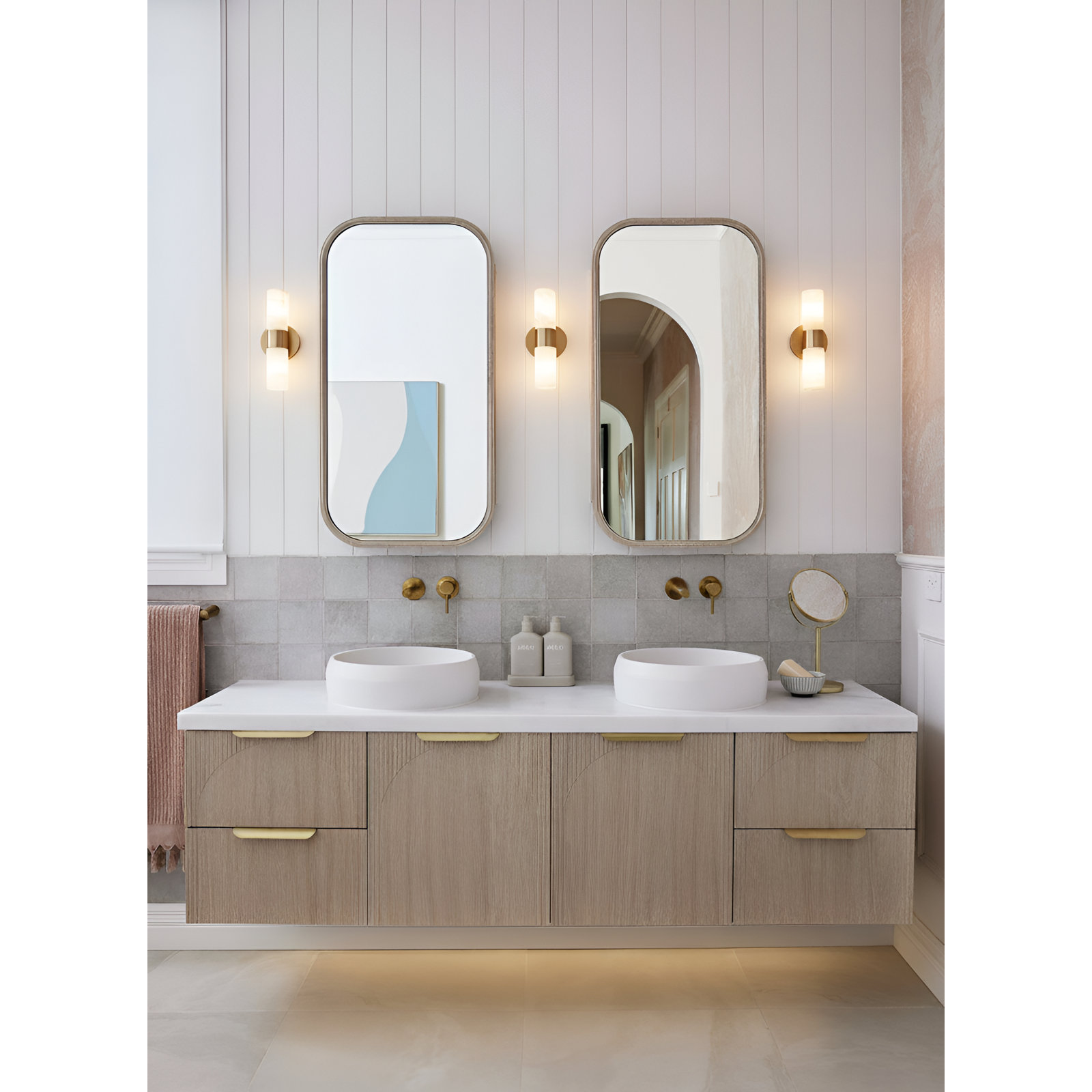 Conners Single Light Dimmable Flush Mounted Sconce, Brass