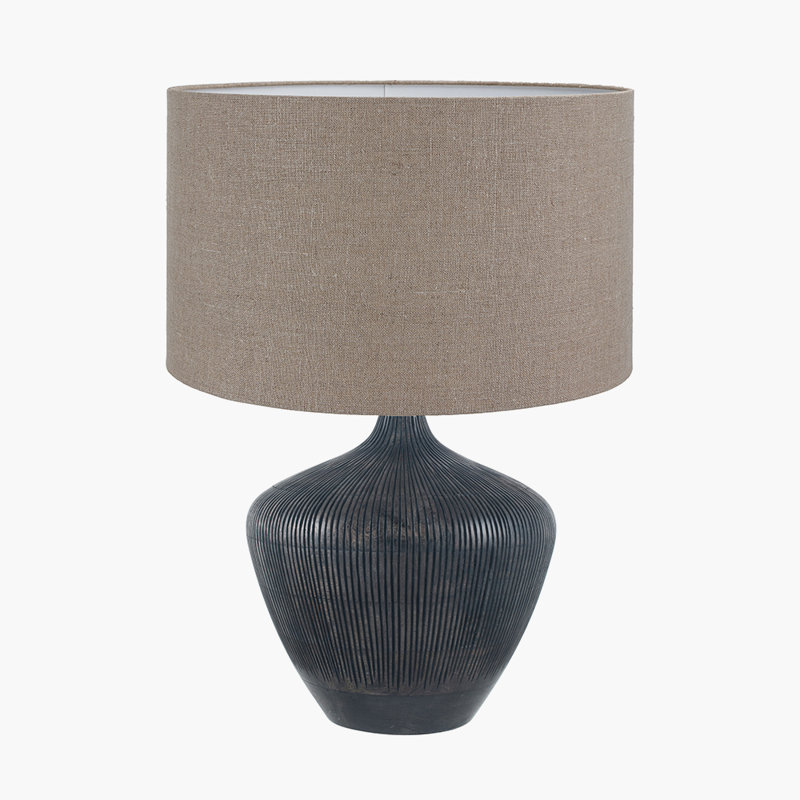 Table Lamp, 21.26" H x 13.78" W x 13.78" D, Black, Beige