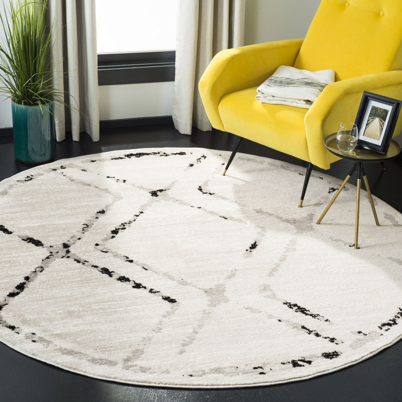 Tapis ivoire / gris Cohrs, Rond 6 pi 7 po