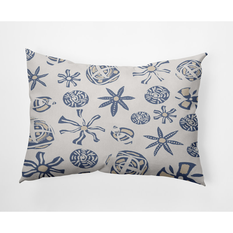 Geometric Outdoor Reversible Throw Pillow, Blue