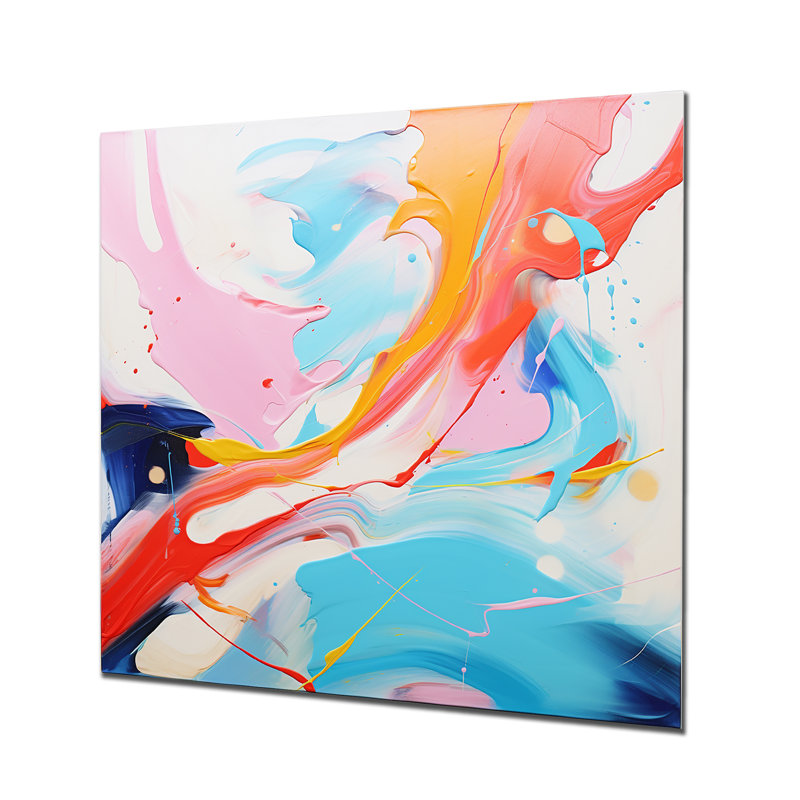 «Blue An Pink Paint Storm III», impression d'art mural en métal fractal, H 36 po x l 36 po