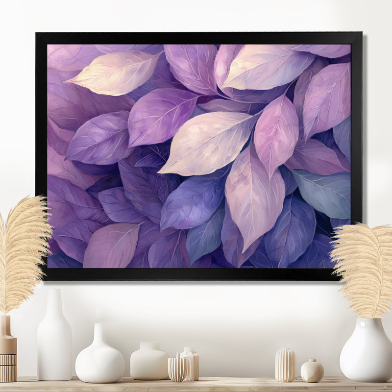 Toile lilas avec auvent de la forêt II - feuilles, art mural sur toile, H 12 po x l 20 po, Noir, noir, noir, noir