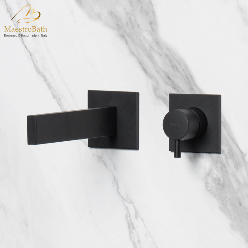 Robinet de salle de bain mural Caso, Noir mat