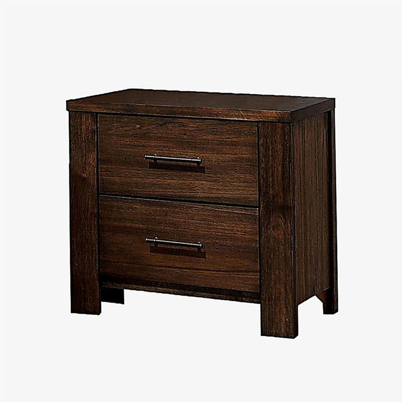 Wooden Nightstand with 2 Drawers in Oak Finish