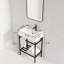 24" Bathroom Vanity with Ceramic Basin, Freestanding Bathroom Console Sink Set Without Faucet, Open Metal Leg, Storage Shelves-128990434