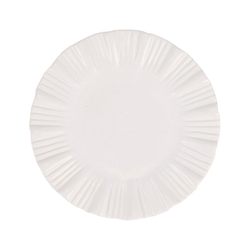 Bari Stoneware Dinner Plate, White