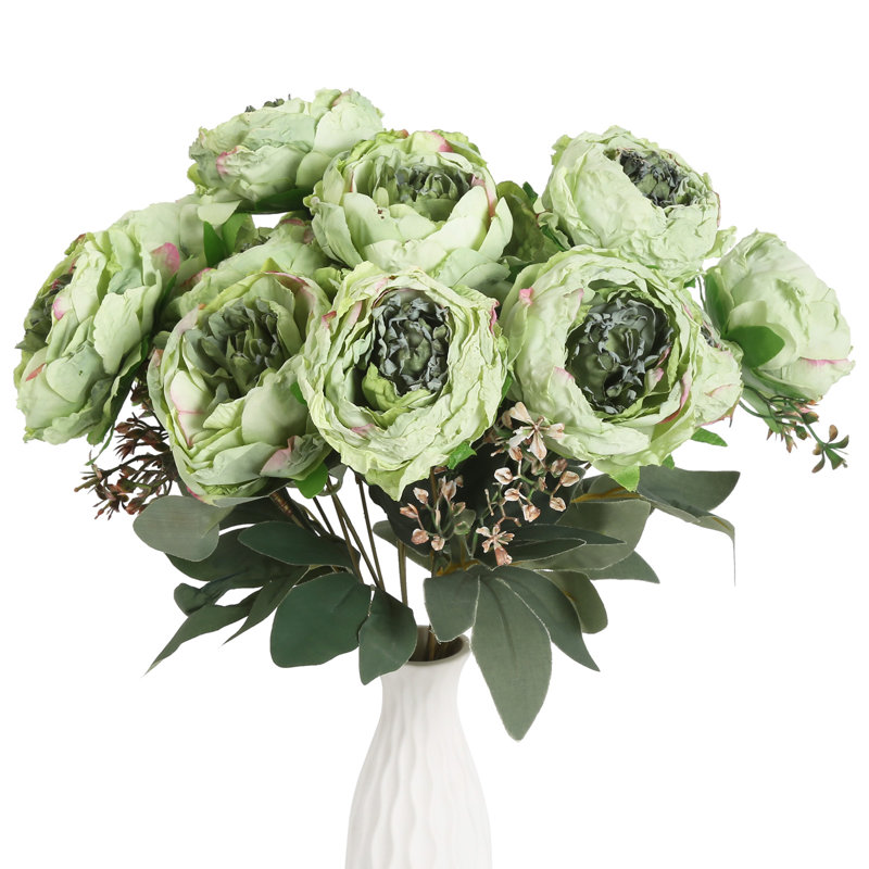 Arrangement floral bouquet de pivoines rétro, Vert clair