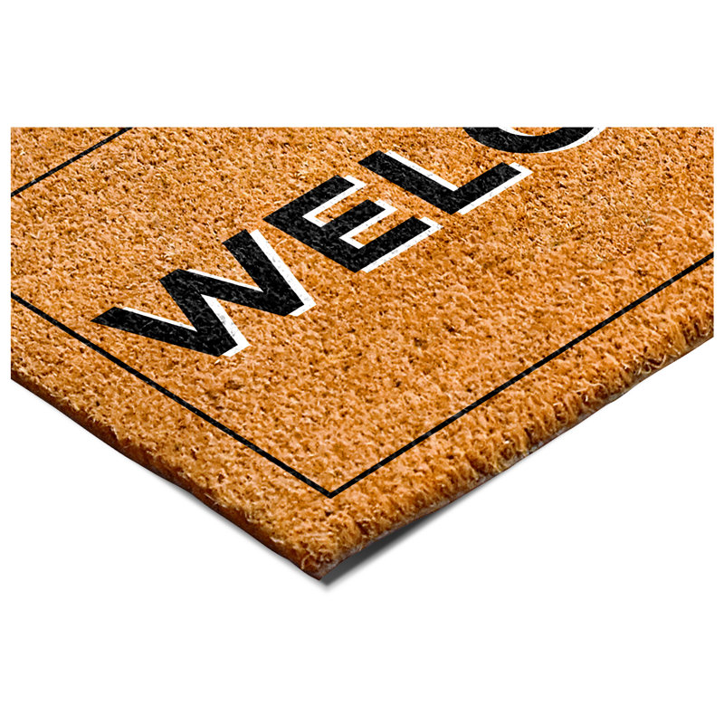 Tapis de porte d'extérieur antidérapant Welcome with Border, L 17 po x L 29 po