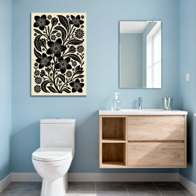 Plants &Flowers Black Floral Pattern On Cream Background