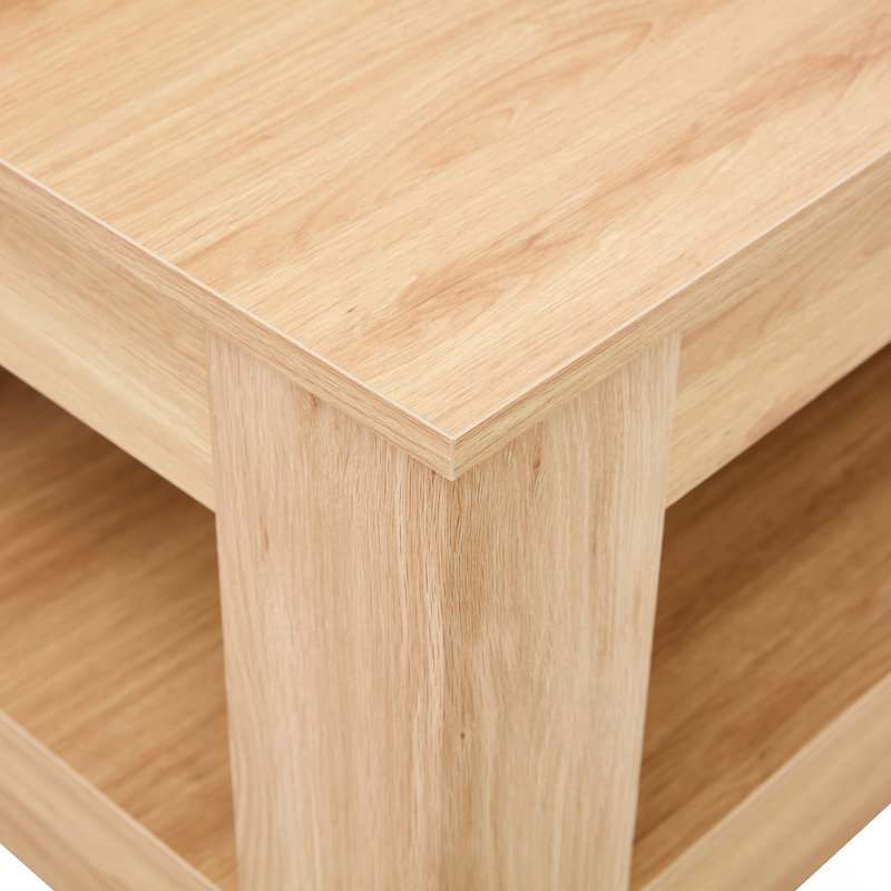 Table basse moderne à double couche, Bois naturel