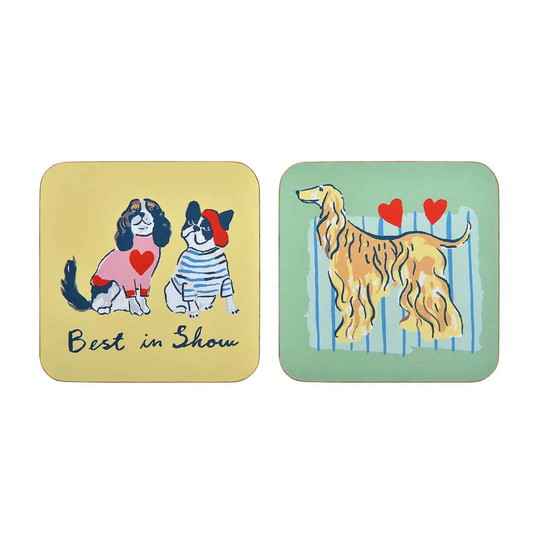 Best In Show Agate Ceramic Jute Leather Crystal Square Round 4 Piece Coaster Set