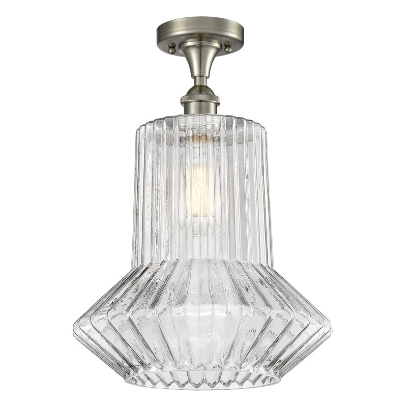 Plafonnier semi-encastré 1 lumière 12 po Perri, Ampoule non incluse, Nickel satiné brossé