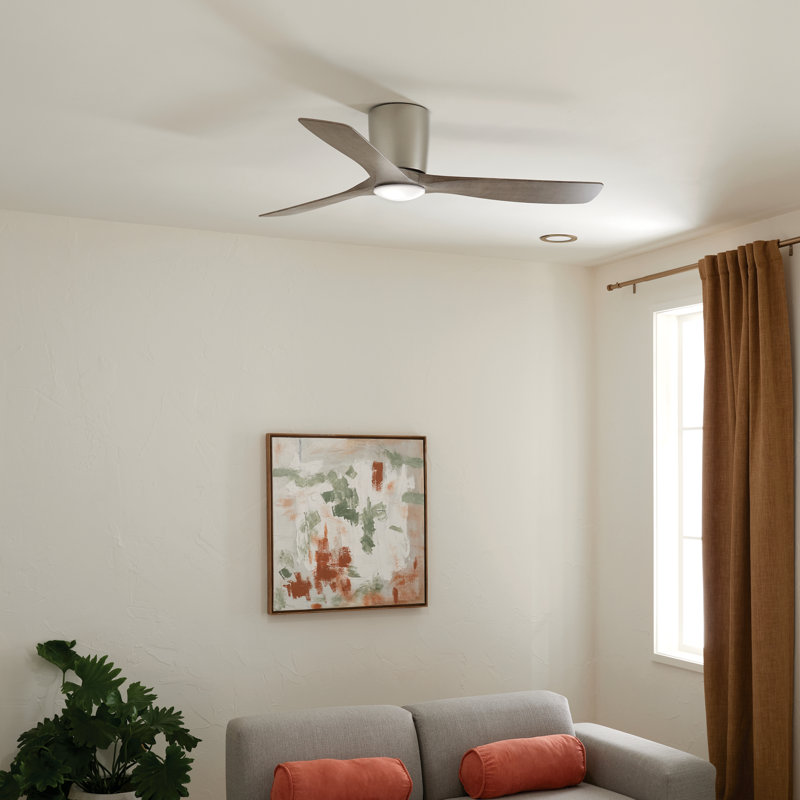 Volos 54'' Ceiling Fan with LED Lights, Brushed Nickel/Distressed Antique Gray