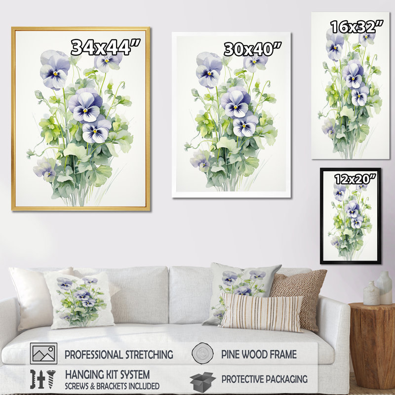 Bouquet d'harmonies vertes et mauves Blossum, Toile tendue, H 32 po x l 24 po x P 1 po