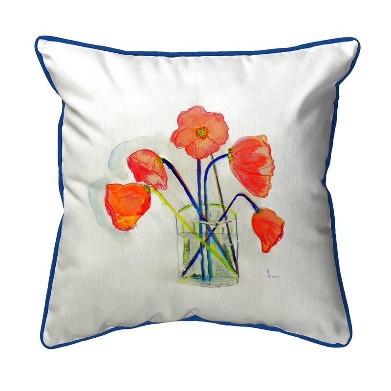 Poppies In Vase Outdoor Throw Pillow
