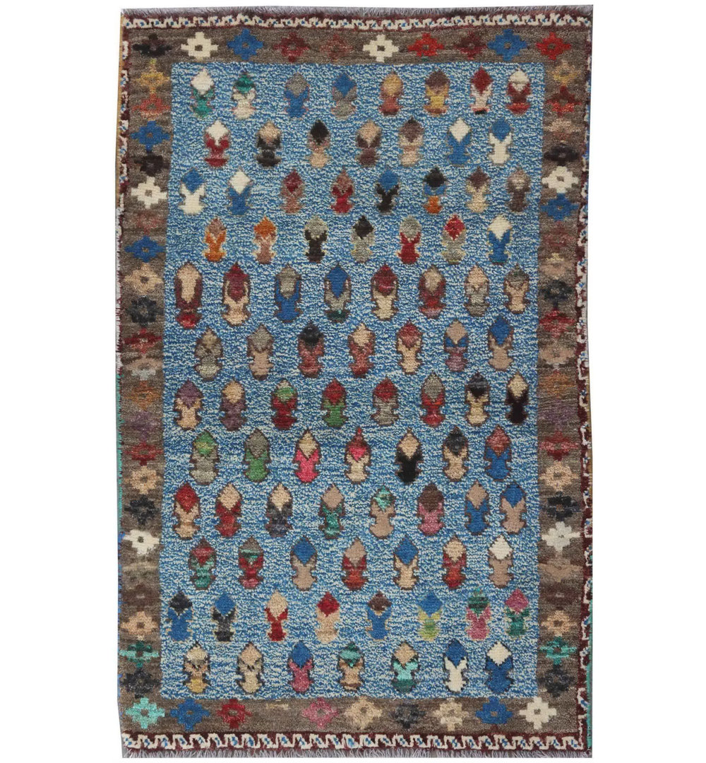 Geometric Hand Knotted 86cm X 135cm Area Rug