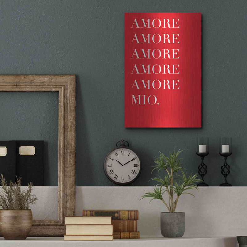«Amore Mio Amore Mio» par Cesare Bellassai, art mural en métal, H 16 po x l 12 po