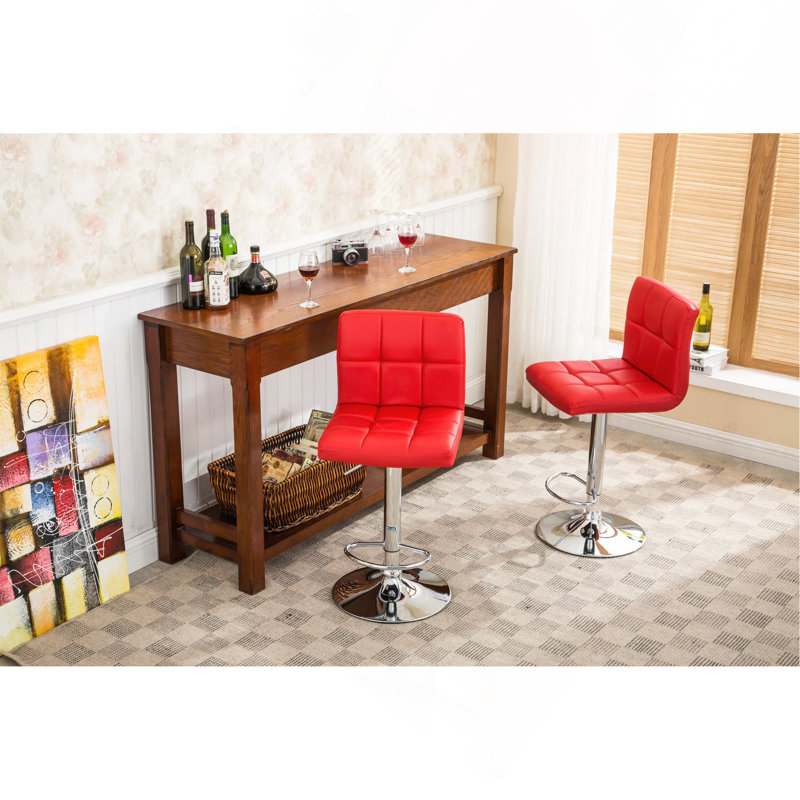 Tabouret de bar pivotant et réglable en similicuir hydraulique, ensemble de 2, rouge, Rouge