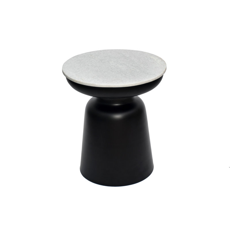 Luxe Side Tabke W/Marble Top, Black