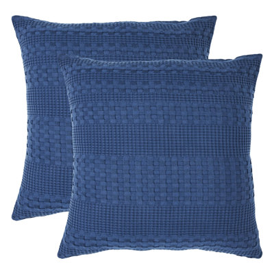 Ensemble de housse de coussin bleu marine Waffle Weave 2