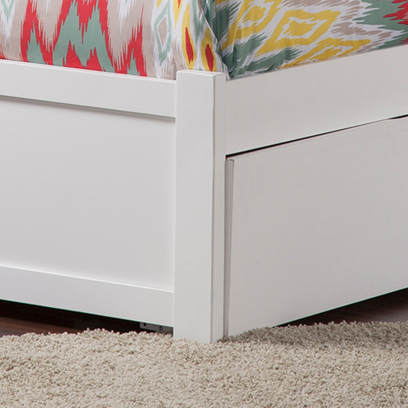 Daurice Solid Wood Platform Bed with Panel Footboard & Storage Drawers, Twin XL, White