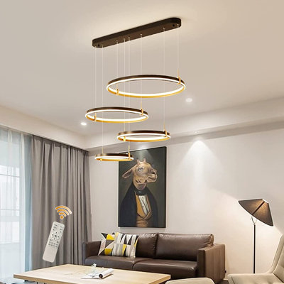 Adalynn 4 Rings Modern LED Chandelier,DIY Shape Dimmable Pendant Lighting for Living Dining Room Foyer