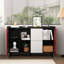 Buffet moderne noir et rouge pour la salle à manger Buffet moderne avec portes de corps, 2 tiroirs et compartiments ouverts-313419320