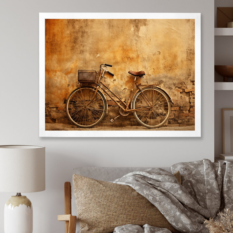 Caramel bicyclette sur toile, H 30 po x l 40 po x P 1,5 po, Cadre photo blanc
